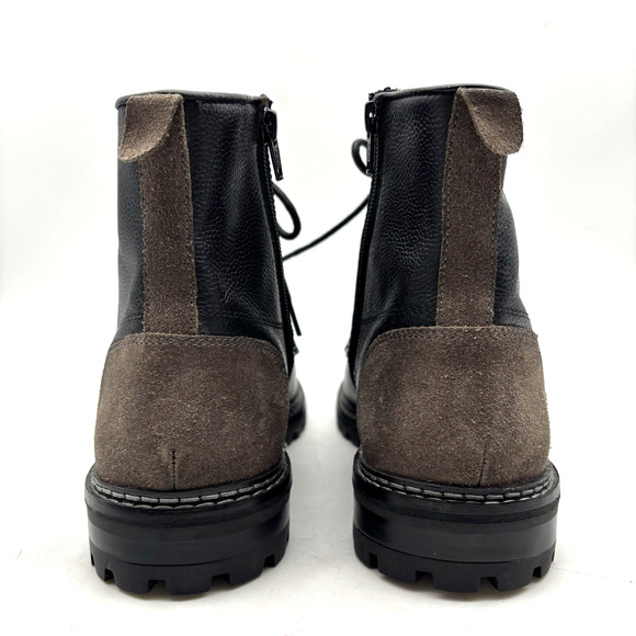 NEW Steve Madden P-STYLEN Black Leather Moc Toe Lace Up Zip Boots Men 7B main image 7